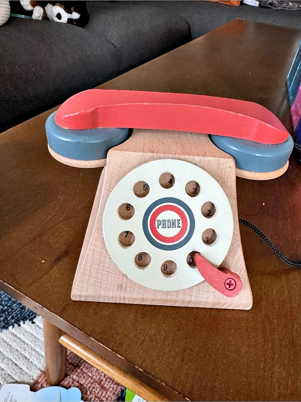 Hearth & Hand with Magnolia Wooden Toy Rotary Phone Blue & Red